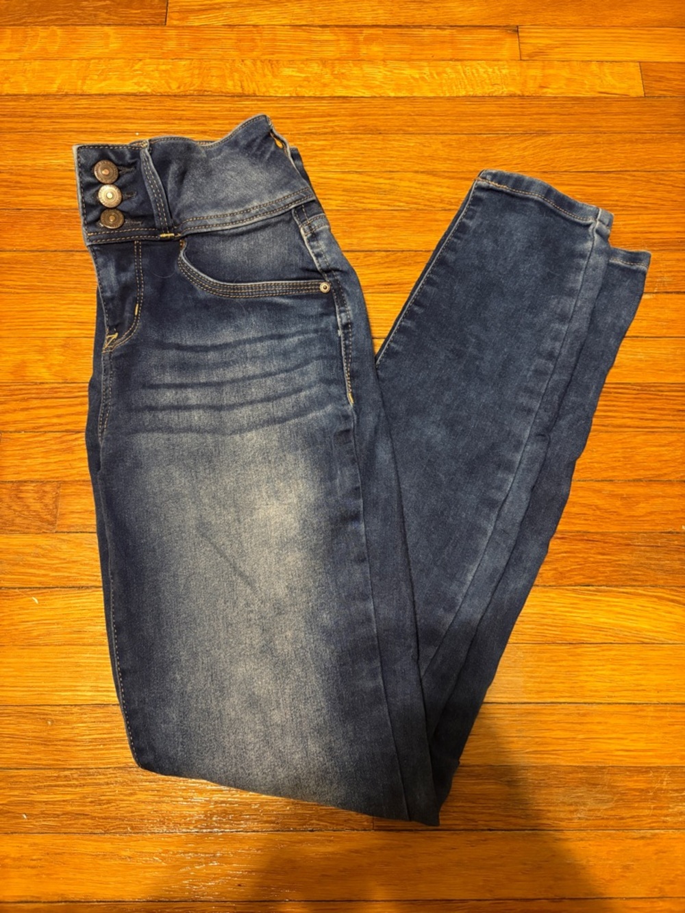 Wallflower High-Rise Faded Dark Blue Skinny Jeans